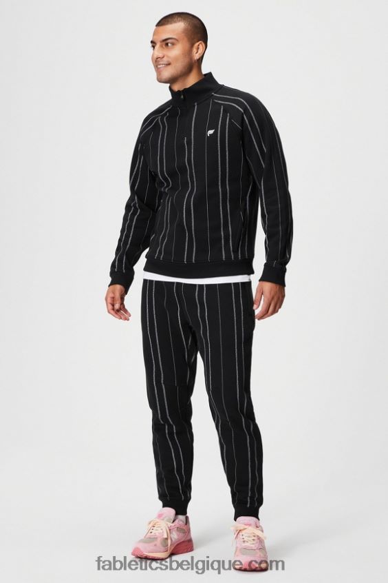 le go-to 1/4 zip 188 Hommes Fabletics 404P0T3613 bande texturée noire