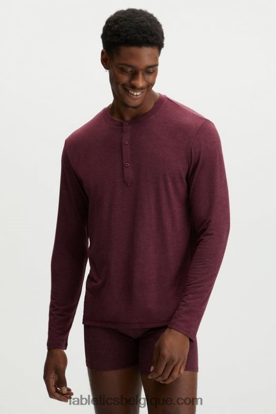le henley en tricot restauré Hommes Fabletics 404P0T3629 merlot