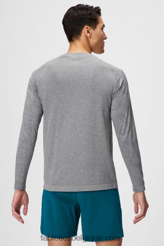 le t-shirt à manches longues de la journée d\'entraînement Hommes Fabletics 404P0T3562 hydrow gris moyen htr