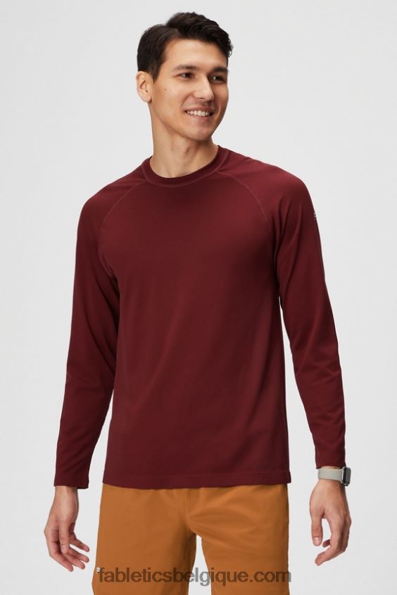 le t-shirt à manches longues de la journée d'entraînement Hommes Fabletics 404P0T3563 rouge adrénaline