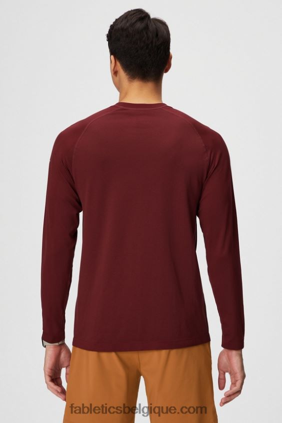 le t-shirt à manches longues de la journée d\'entraînement Hommes Fabletics 404P0T3563 rouge adrénaline