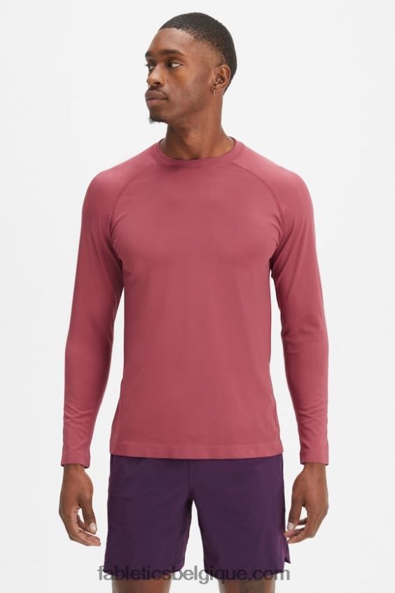 le t-shirt à manches longues de la journée d'entraînement Hommes Fabletics 404P0T3564 bois de rose