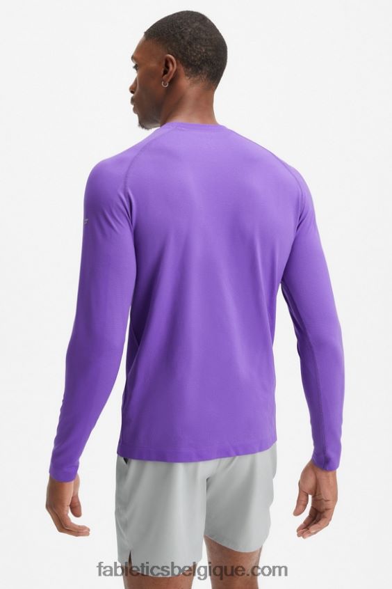 le t-shirt à manches longues de la journée d\'entraînement Hommes Fabletics 404P0T3566 suif violet