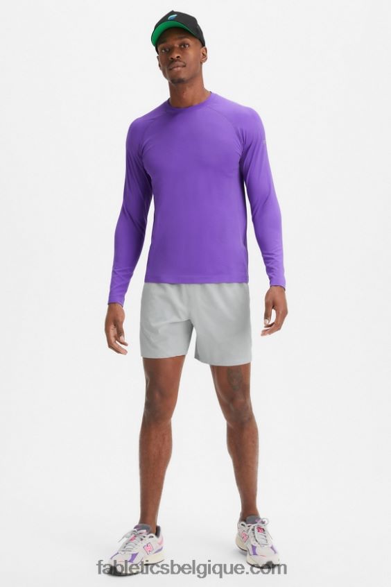 le t-shirt à manches longues de la journée d\'entraînement Hommes Fabletics 404P0T3566 suif violet