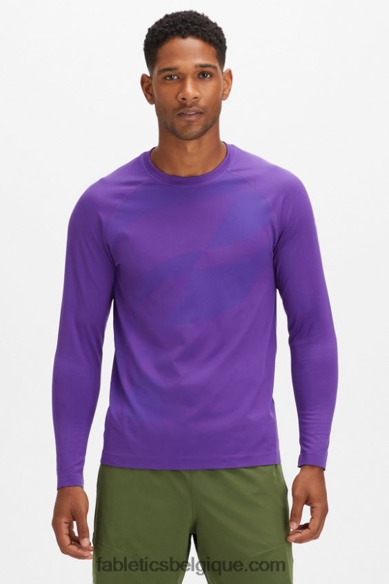 le t-shirt à manches longues de la journée d'entraînement Hommes Fabletics 404P0T3567 violet foncé abstrait f