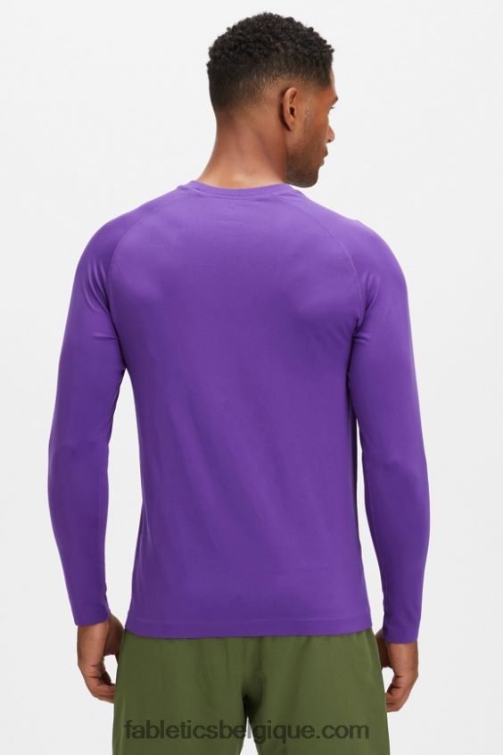 le t-shirt à manches longues de la journée d\'entraînement Hommes Fabletics 404P0T3567 violet foncé abstrait f