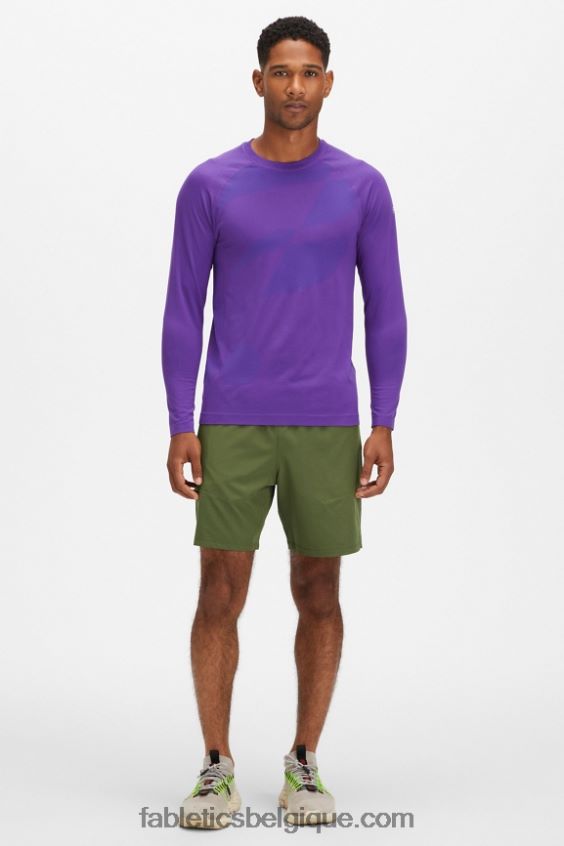 le t-shirt à manches longues de la journée d\'entraînement Hommes Fabletics 404P0T3567 violet foncé abstrait f