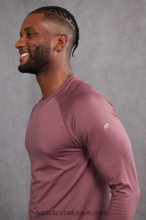 le t-shirt à manches longues de la journée d'entraînement Hommes Fabletics 404P0T3568 fumée rouge