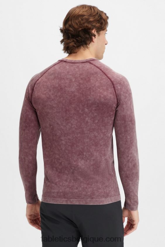 le t-shirt à manches longues de la journée d\'entraînement Hommes Fabletics 404P0T3569 sang de boeuf lavé
