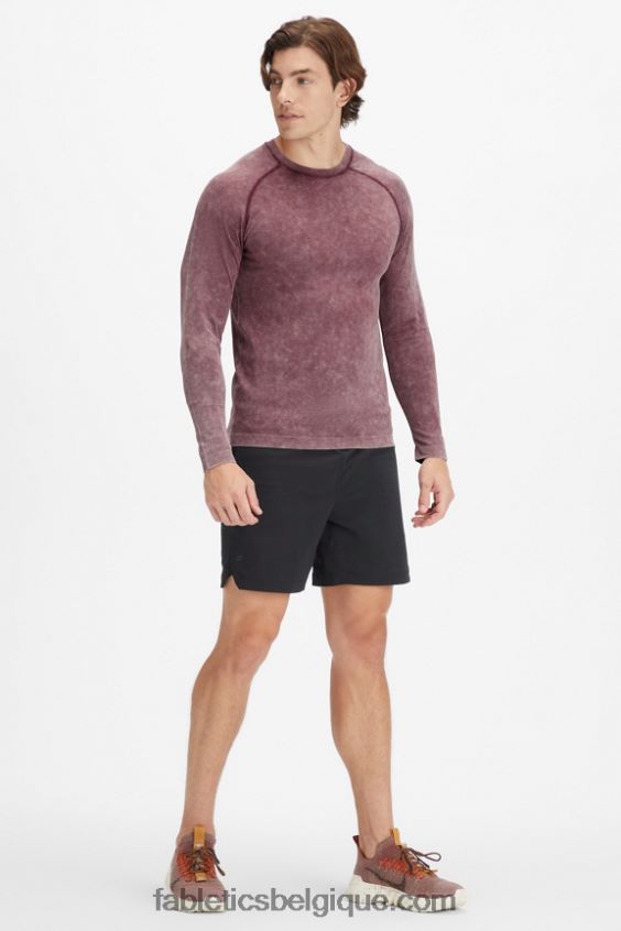 le t-shirt à manches longues de la journée d\'entraînement Hommes Fabletics 404P0T3569 sang de boeuf lavé