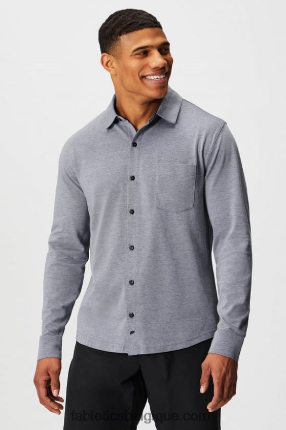 le tableau de bord à manches longues boutonné Hommes Fabletics 404P0T3580 bruyère bleu marine profond