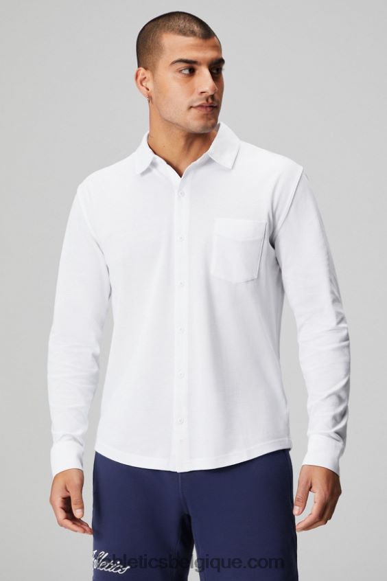 le tableau de bord à manches longues boutonné Hommes Fabletics 404P0T3581 blanc classique