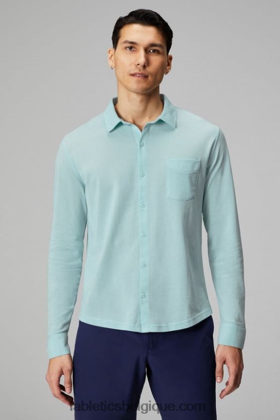 le tableau de bord à manches longues boutonné Hommes Fabletics 404P0T3582 bleu nordique chiné