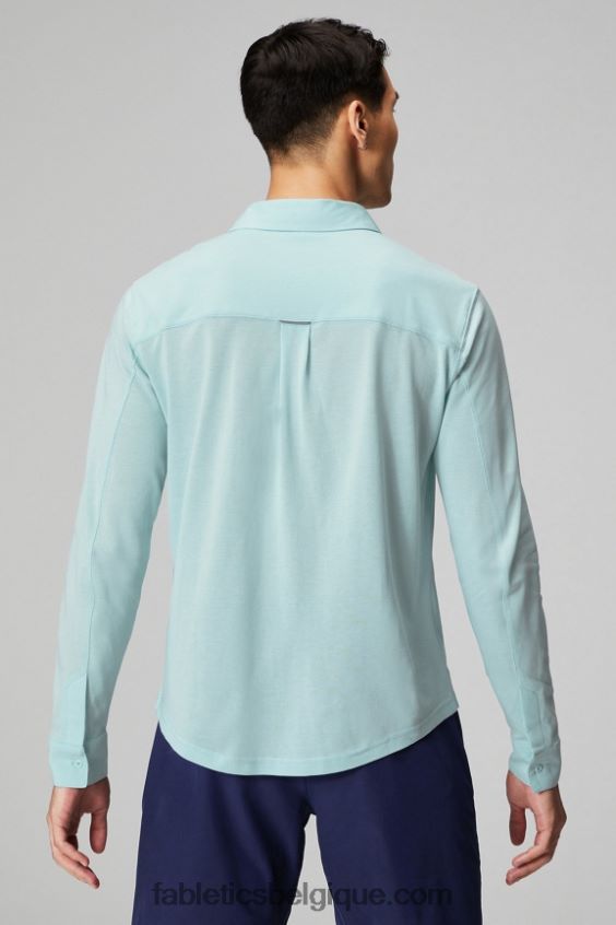 le tableau de bord à manches longues boutonné Hommes Fabletics 404P0T3582 bleu nordique chiné