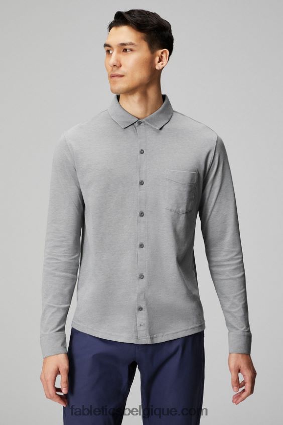 le tableau de bord à manches longues boutonné Hommes Fabletics 404P0T3584 gris chiné classique