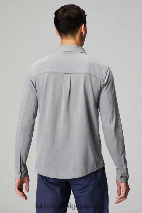 le tableau de bord à manches longues boutonné Hommes Fabletics 404P0T3584 gris chiné classique
