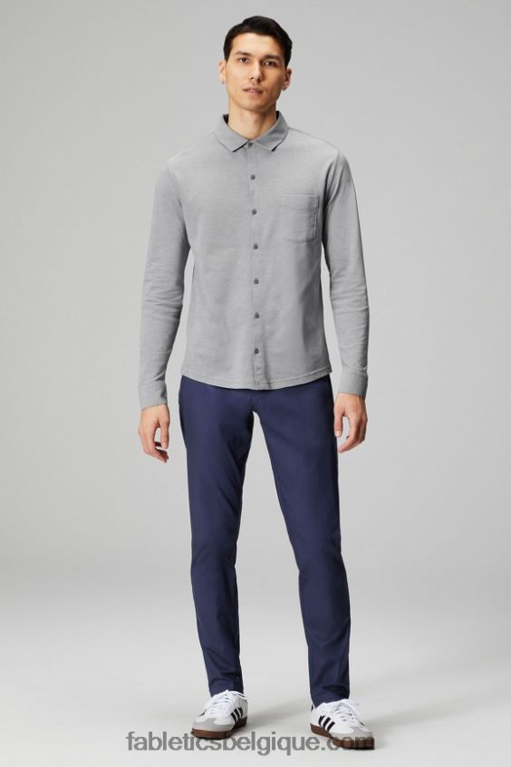 le tableau de bord à manches longues boutonné Hommes Fabletics 404P0T3584 gris chiné classique