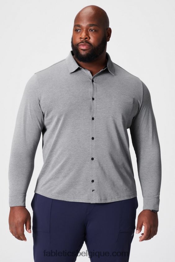 le tableau de bord à manches longues boutonné Hommes Fabletics 404P0T3585 gris chiné classique
