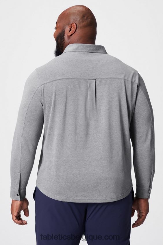 le tableau de bord à manches longues boutonné Hommes Fabletics 404P0T3585 gris chiné classique