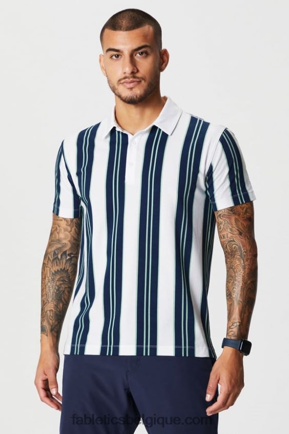 le polo 24-7 171 Hommes Fabletics 404P0T3426 rayures mulligan marine collégiale