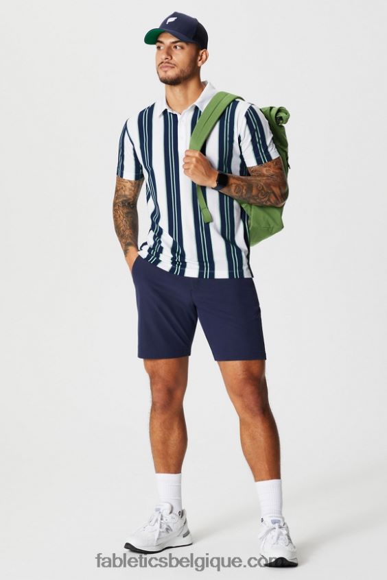 le polo 24-7 171 Hommes Fabletics 404P0T3426 rayures mulligan marine collégiale