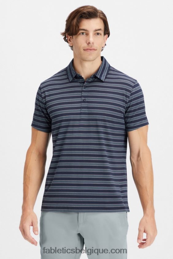 le polo 24-7 172 Hommes Fabletics 404P0T3433 rayure secrète bleu marine classique