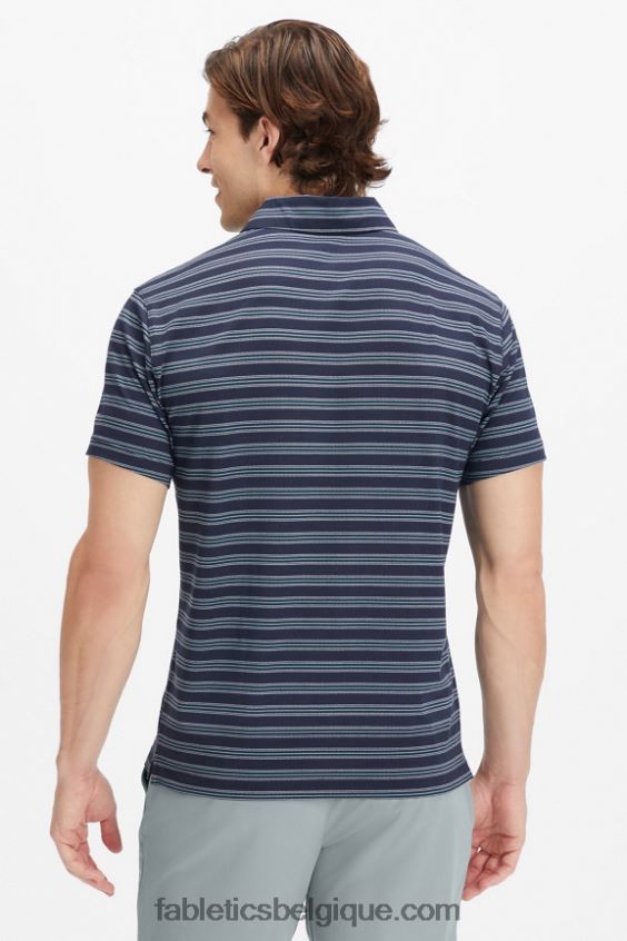 le polo 24-7 172 Hommes Fabletics 404P0T3433 rayure secrète bleu marine classique