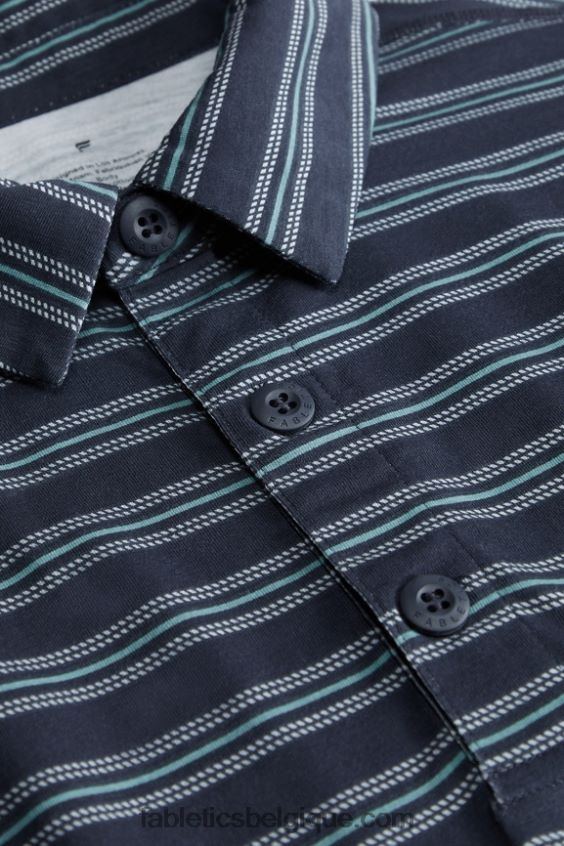 le polo 24-7 172 Hommes Fabletics 404P0T3433 rayure secrète bleu marine classique