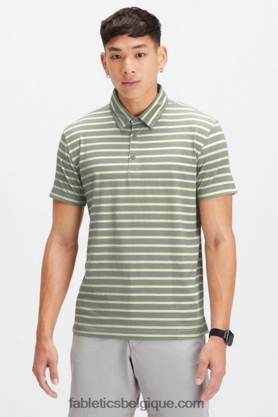le polo 24-7 173 Hommes Fabletics 404P0T3437 rayure d'ombre de chaux délavée