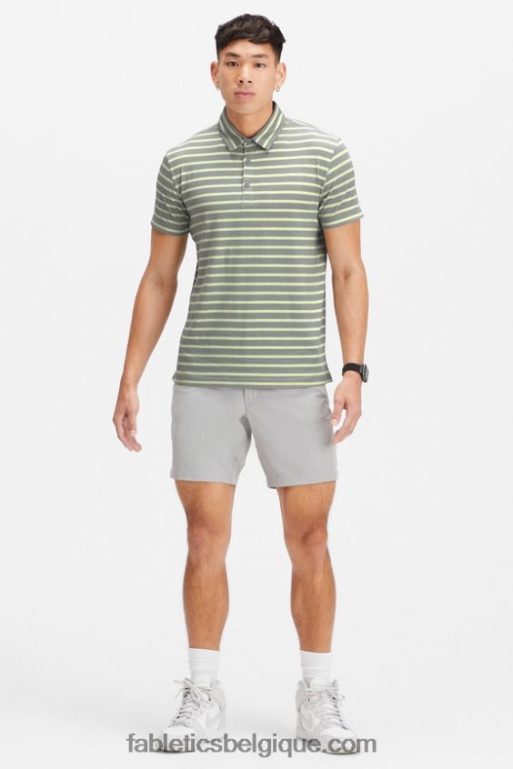 le polo 24-7 173 Hommes Fabletics 404P0T3437 rayure d\'ombre de chaux délavée