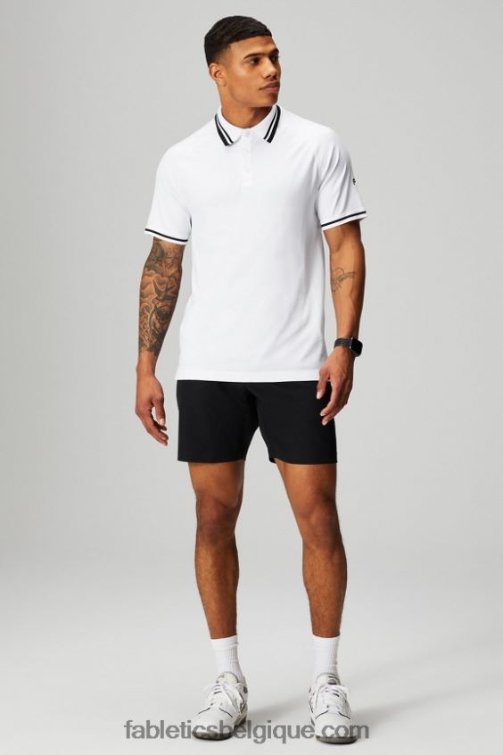 le polo à pointe de la journée d\'entraînement Hommes Fabletics 404P0T3444 pointe blanche/noire