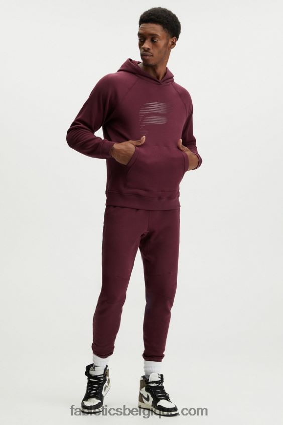 le sweat à capuche d\'après-match Hommes Fabletics 404P0T3725 logo rapide brillant merlot