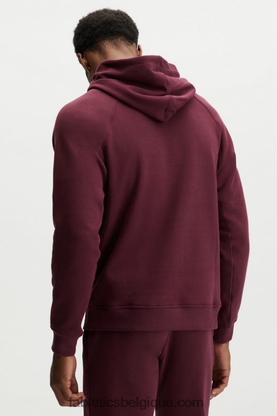 le sweat à capuche d\'après-match Hommes Fabletics 404P0T3725 logo rapide brillant merlot