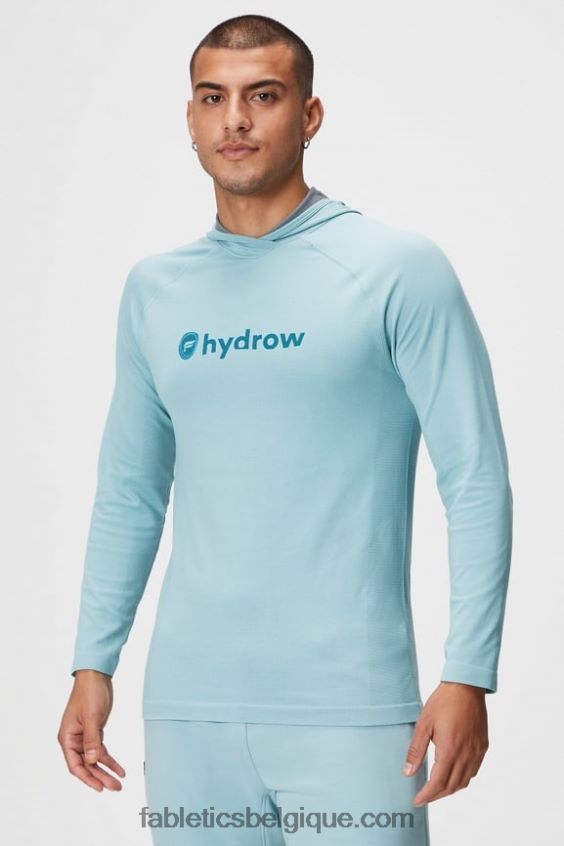 le sweat à capuche de la journée d'entraînement Hommes Fabletics 404P0T3621 hydrow bleu clair