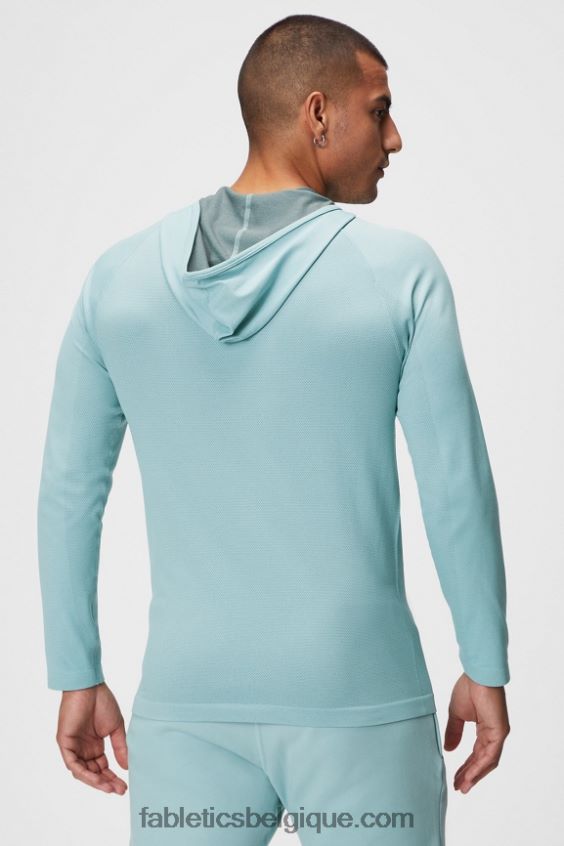le sweat à capuche de la journée d\'entraînement Hommes Fabletics 404P0T3621 hydrow bleu clair
