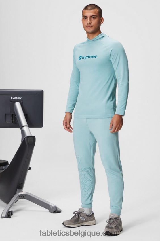 le sweat à capuche de la journée d\'entraînement Hommes Fabletics 404P0T3621 hydrow bleu clair