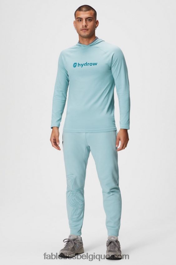 le sweat à capuche de la journée d\'entraînement Hommes Fabletics 404P0T3621 hydrow bleu clair
