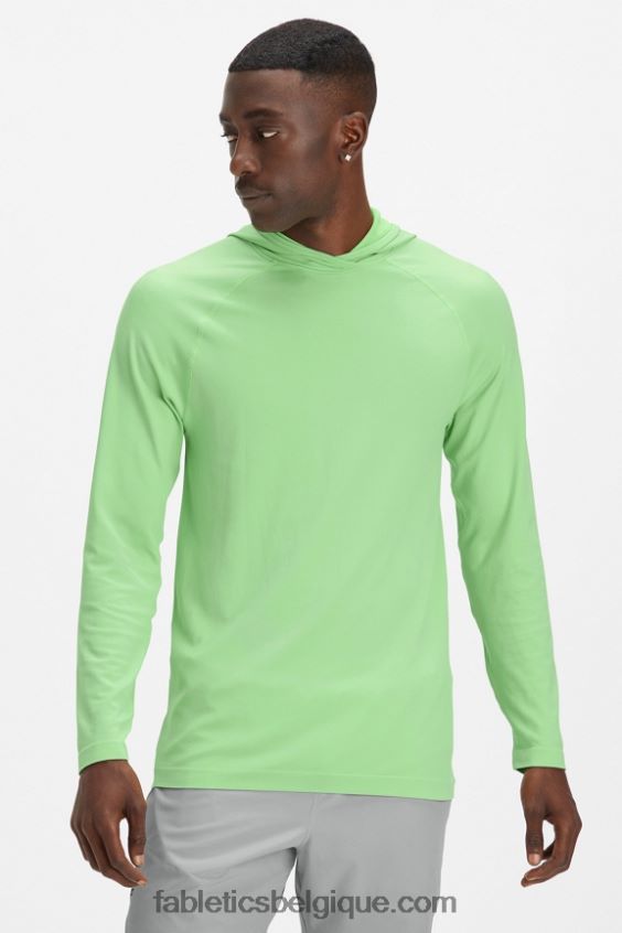 le sweat à capuche de la journée d'entraînement Hommes Fabletics 404P0T3626 wasabi