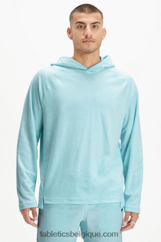 le sweat à capuche en éponge de l'île Hommes Fabletics 404P0T3727 bleu nordique