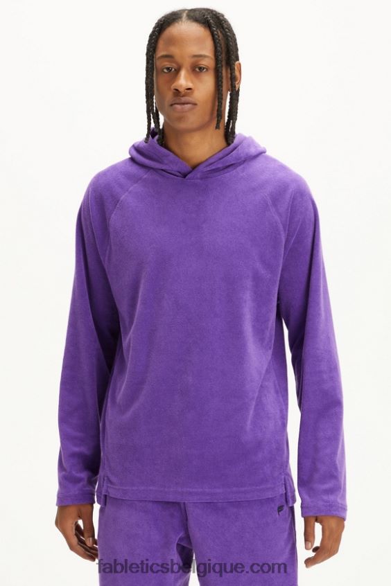 le sweat à capuche en éponge de l'île Hommes Fabletics 404P0T3728 prune royale