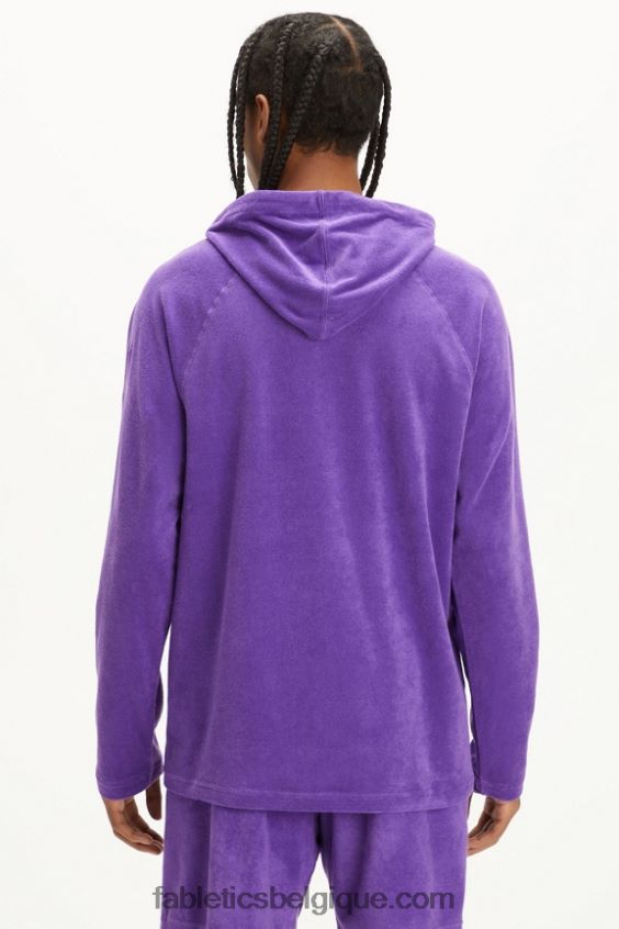 le sweat à capuche en éponge de l\'île Hommes Fabletics 404P0T3728 prune royale