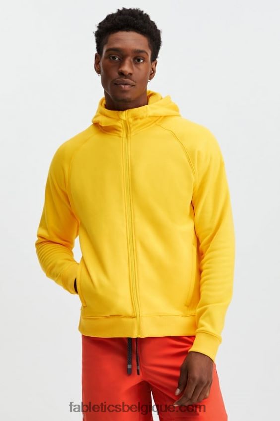le sweat à capuche entièrement zippé Hommes Fabletics 404P0T3708 jaune vintage