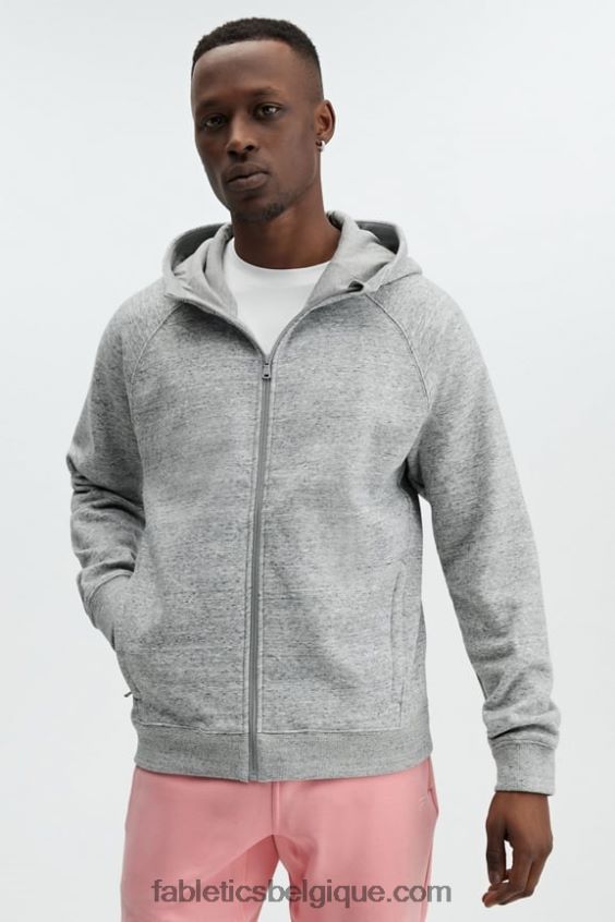 le sweat à capuche entièrement zippé Hommes Fabletics 404P0T3709 htr gris moyen