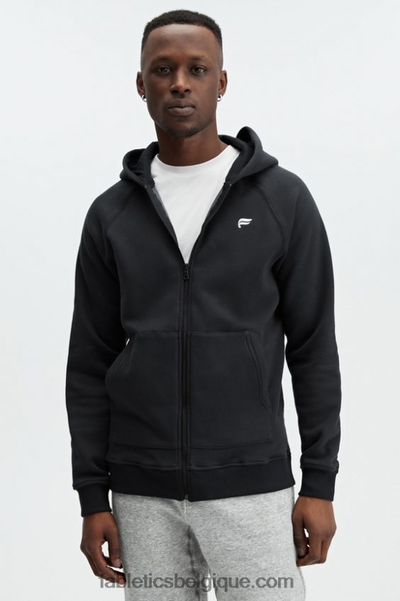le sweat à capuche entièrement zippé d'après-match Hommes Fabletics 404P0T3719 noir