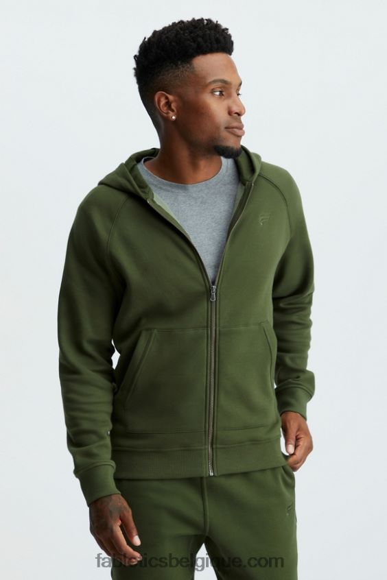 le sweat à capuche entièrement zippé d'après-match Hommes Fabletics 404P0T3721 olive verte