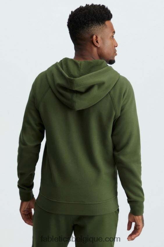 le sweat à capuche entièrement zippé d\'après-match Hommes Fabletics 404P0T3721 olive verte