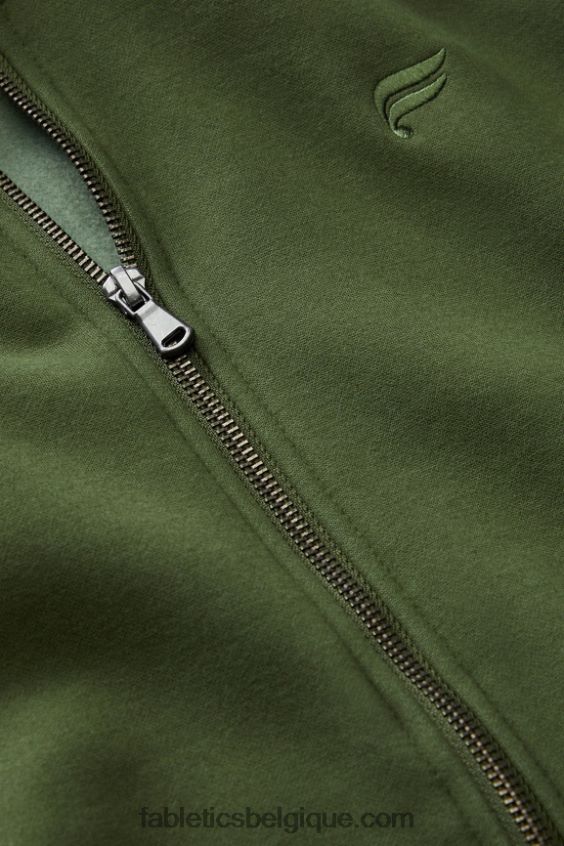 le sweat à capuche entièrement zippé d\'après-match Hommes Fabletics 404P0T3721 olive verte