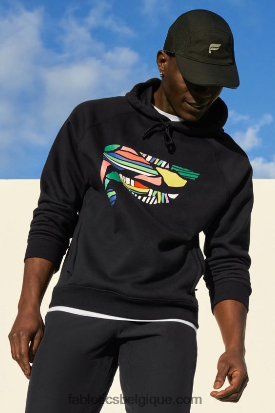 le sweat à capuche incontournable 190 Hommes Fabletics 404P0T3673 collage noir