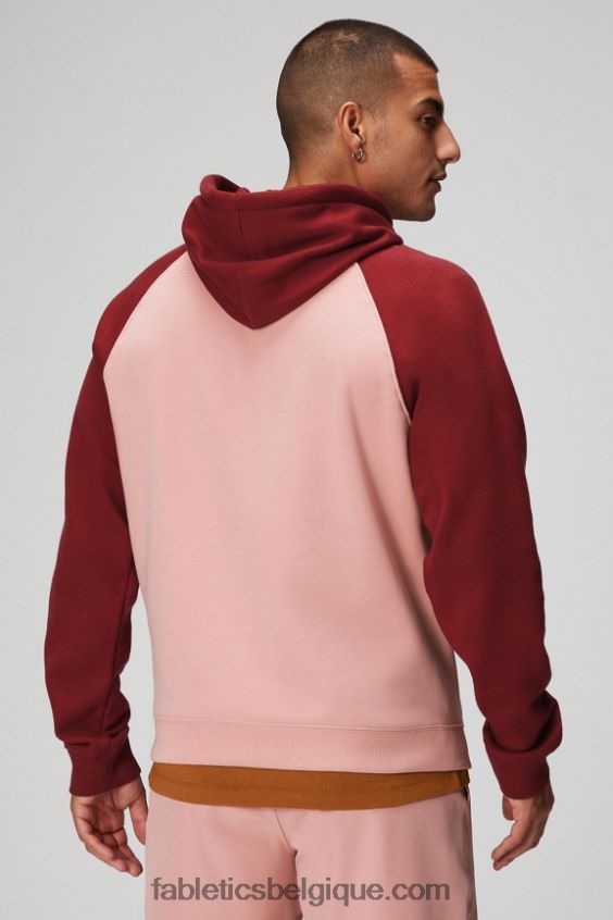 le sweat à capuche incontournable 191 Hommes Fabletics 404P0T3678 rose ardoise/rouge adrénaline