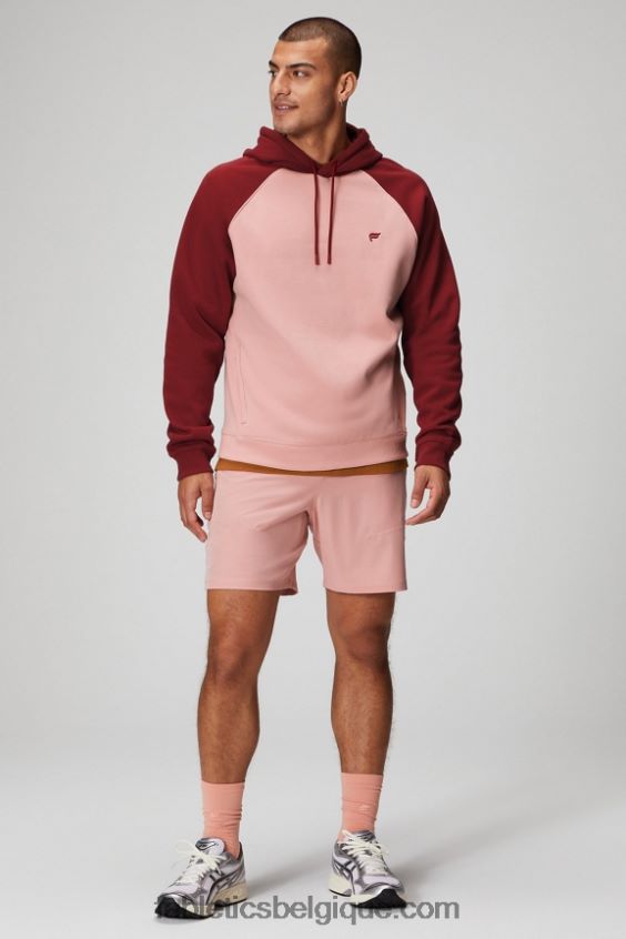 le sweat à capuche incontournable 191 Hommes Fabletics 404P0T3678 rose ardoise/rouge adrénaline